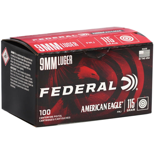 Federal American Eagle Ammo 9mm 115gr FMJ 50 rds - 08822
