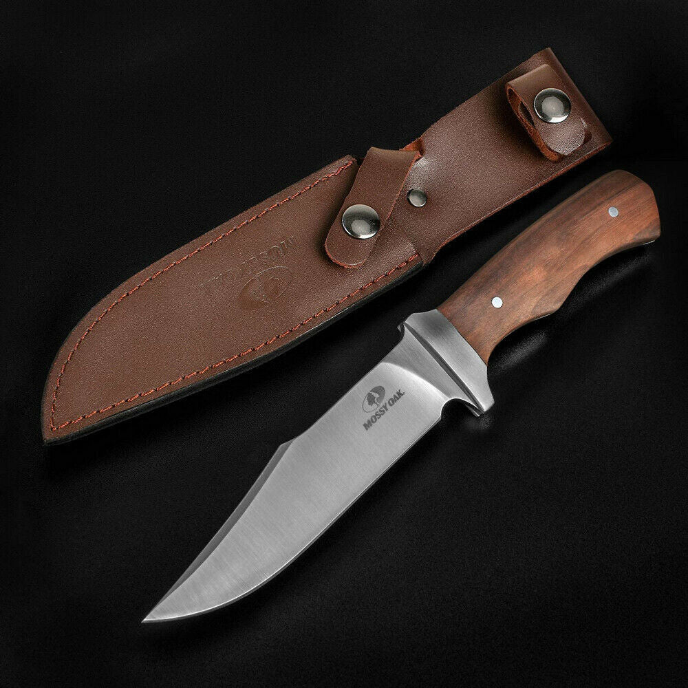 Full-tang Fixed Blade Wood Handle W/leather Sheath