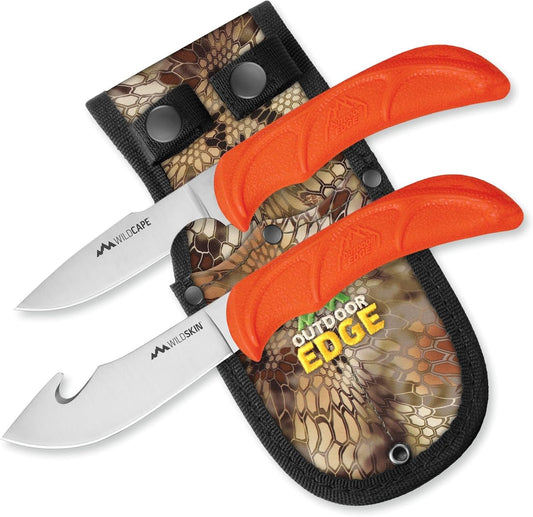 OUTDOOR EDGE WildPair, Fixed Blade Hunting Knife Set, Field Dressing & Game Processing Knives
