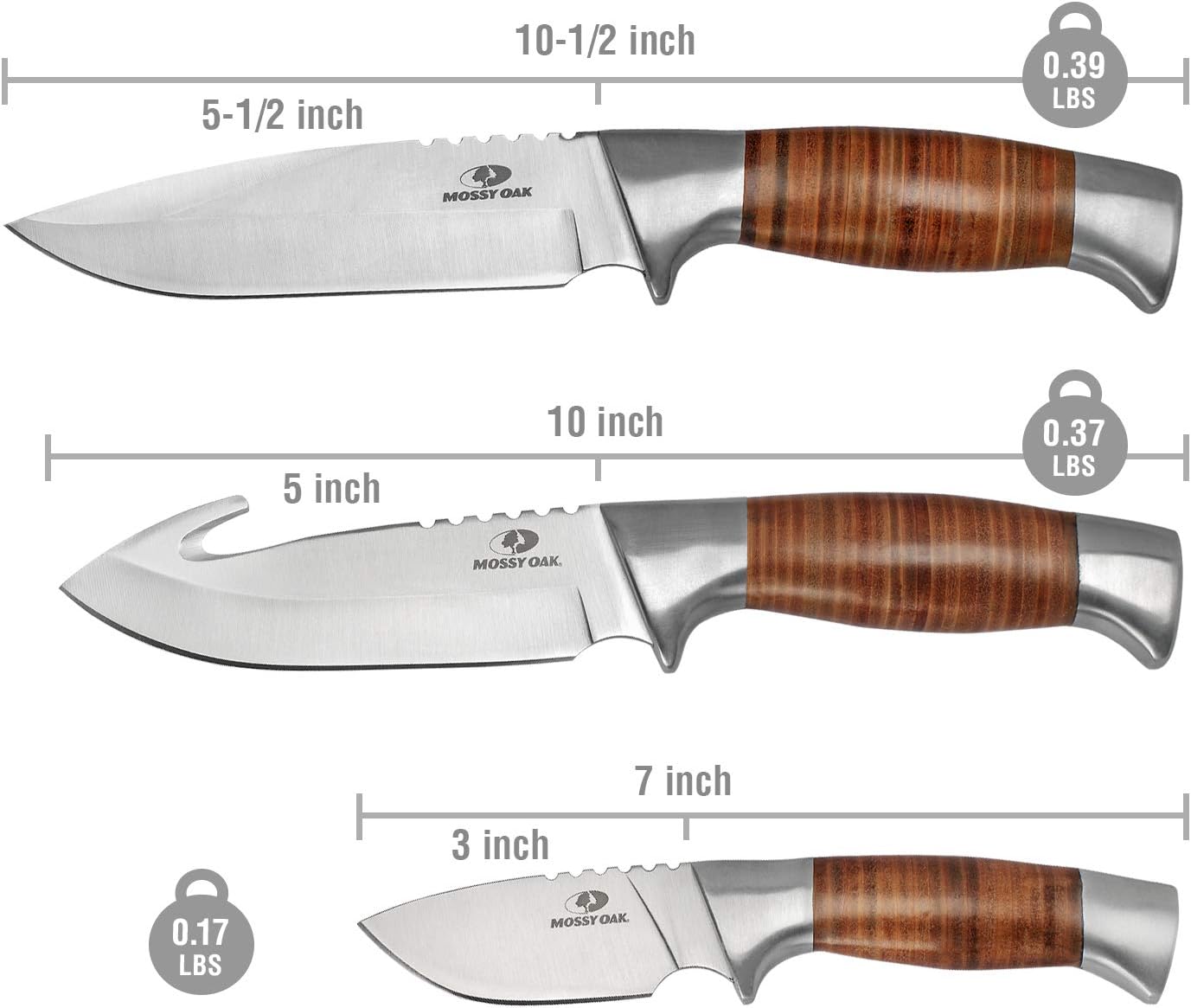 Mossy Oak Fixed Blade Hunting Knife Set